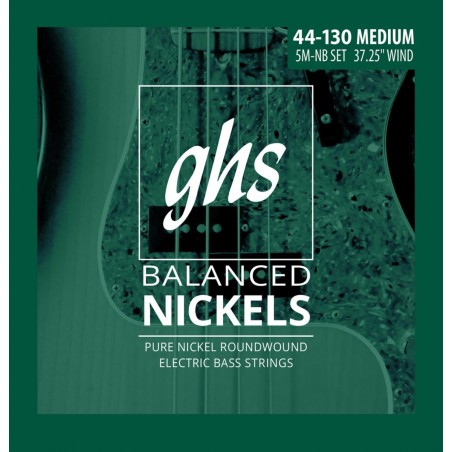 GHS Balanced Nickels - 5M-NB - Bass String Set, 5-String, Medium, .044-.130 - 1