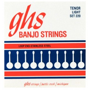 GHS 220 - Banjo String Set, 4-String, Loop End, Tenor, Stainless Steel, Light, .009-.028 - 1