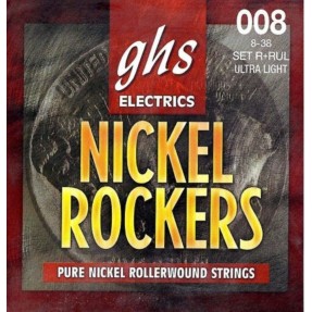 GHS Nickel Rockers - R+RUL - Electric Guitar String Set, Ultra Light, .008-.038 - 1