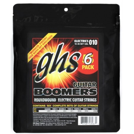 GHS Guitar Boomers - GBL - Electric Guitar String Set, Light, .010-.046, 6-Pack - 1