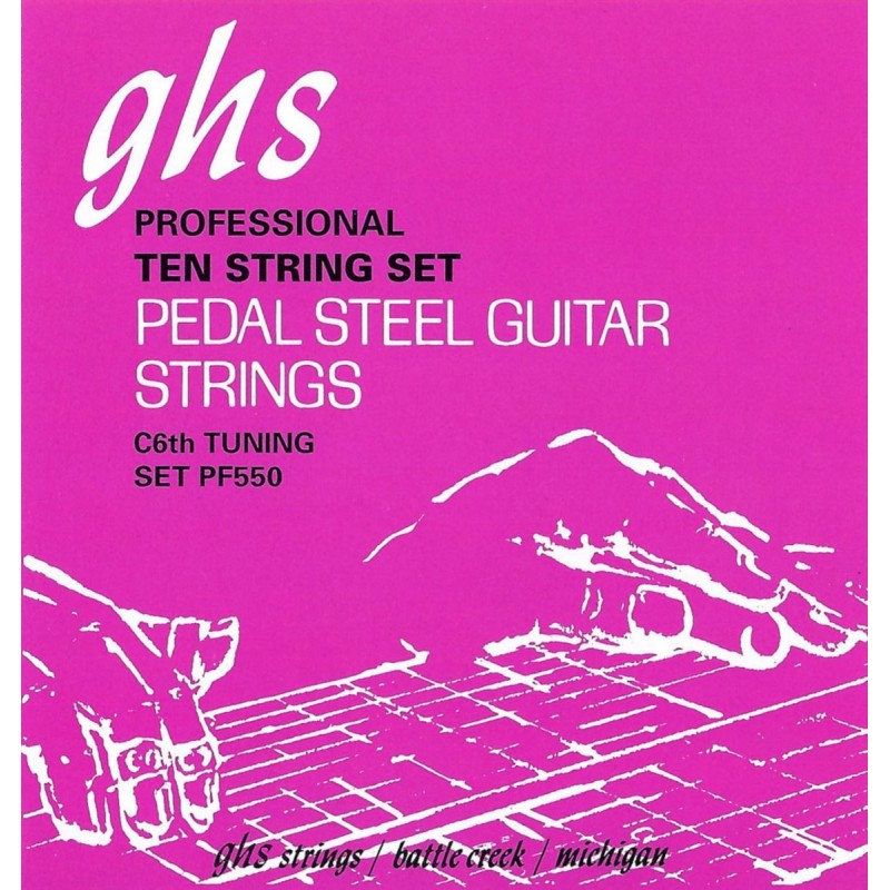 GHS Pedal Steel Nickel Rockers - PF550 - Pedal Steel Guitar String Set, 10-Strings, C6 Tuning, .015-.070 - 1 GHS Pedal Steel Nickel Rockers - PF550 - Pedal Steel Guitar String Set, 10-Strings, C6 Tuning, .015-.070 - 1