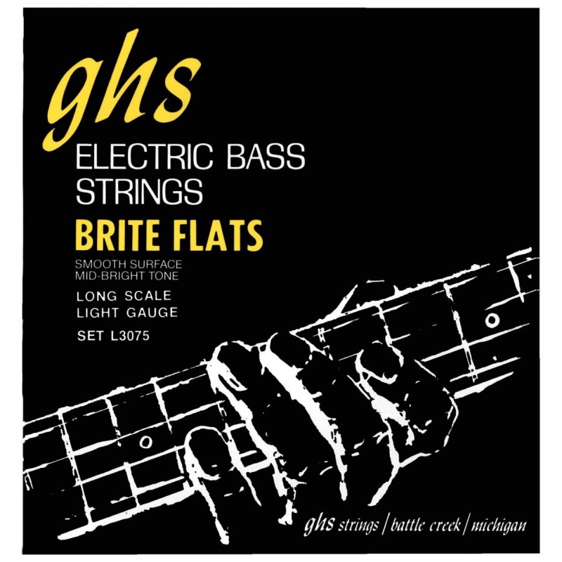 GHS Brite Flats - L3075 - Bass String Set, 4-String, Light, .045-.098 - 1 GHS Brite Flats - L3075 - Bass String Set, 4-String, Light, .045-.098 - 1