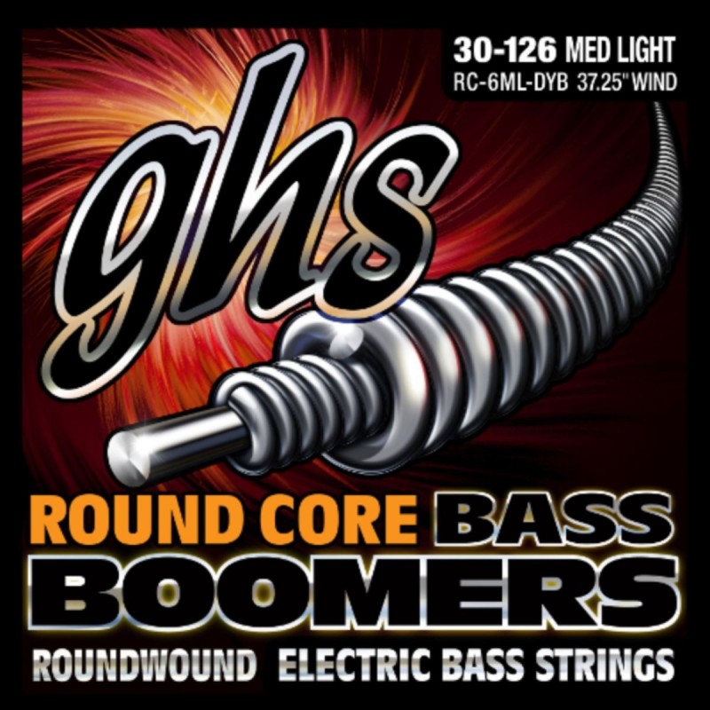 GHS Round Core Bass Boomers - RC-6ML-DYB - Bass String Set, 6-String, Medium Light, .030-.125 - 1