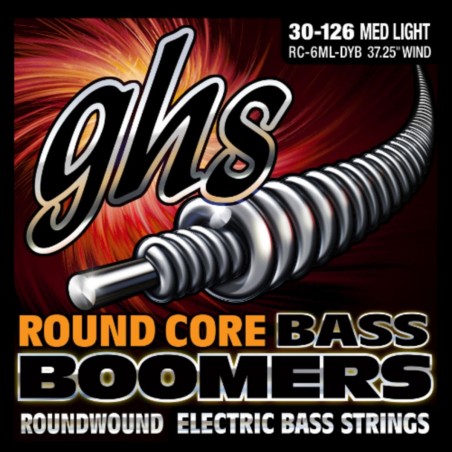 GHS Round Core Bass Boomers - RC-6ML-DYB - Bass String Set, 6-String, Medium Light, .030-.125 - 1