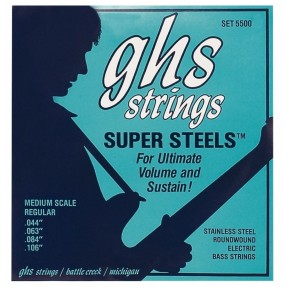 GHS Super Steels - 5500 - Bass String Set, 4-String, Regular, .044-.106, Medium Scale - 1