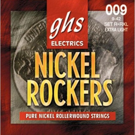 GHS Nickel Rockers - R+RXL - Electric Guitar String Set, Extra Light, .009-.042 - 1