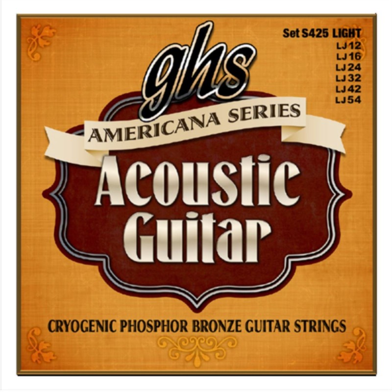 GHS Americana Series - S425 - Acoustic Guitar String Set, Phosphor Bronze, Light, .012-.054 - 1