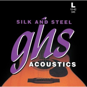 GHS Silk and Steel - 345 - Acoustic Guitar String Set, Silver-plated Copper, Light, .010-.042 - 1