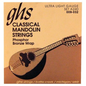 GHS Professional - A240 - Mandolin String Set, Loop End, Phosphor Bronze, Ultra Light, .009-.032 - 1