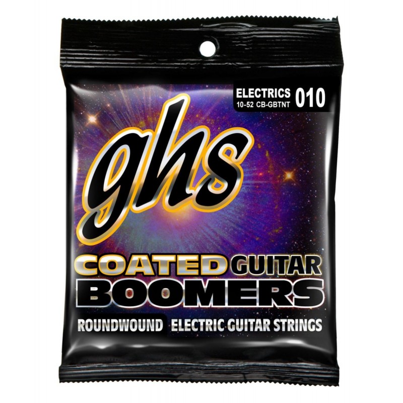 GHS Coated Boomers - CB-GBTNT - Electric Guitar String Set, Thin and Thick, .010-.052 - 1 GHS Coated Boomers - CB-GBTNT - Electric Guitar String Set, Thin and Thick, .010-.052 - 1