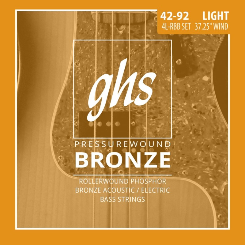 GHS Pressurewound Bronze Bass String Set, 4-String, Light, .042-.092 - 1 GHS Pressurewound Bronze Bass String Set, 4-String, Light, .042-.092 - 1