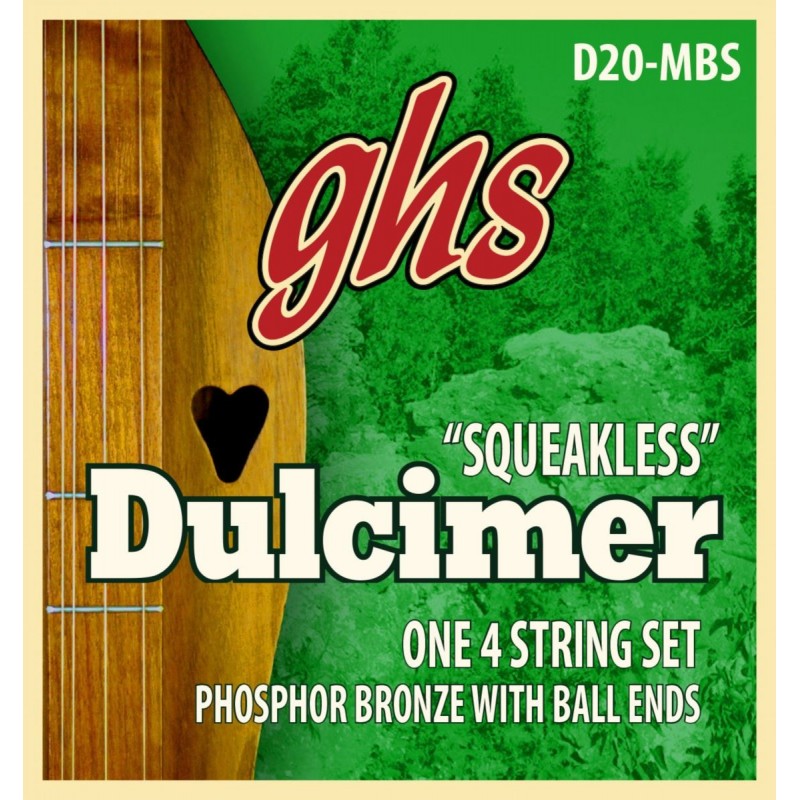 GHS D20-MBS - Dulcimer String Set, D-Mixolydian Tuning, Ball End, Squeakless - 1 GHS D20-MBS - Dulcimer String Set, D-Mixolydian Tuning, Ball End, Squeakless - 1