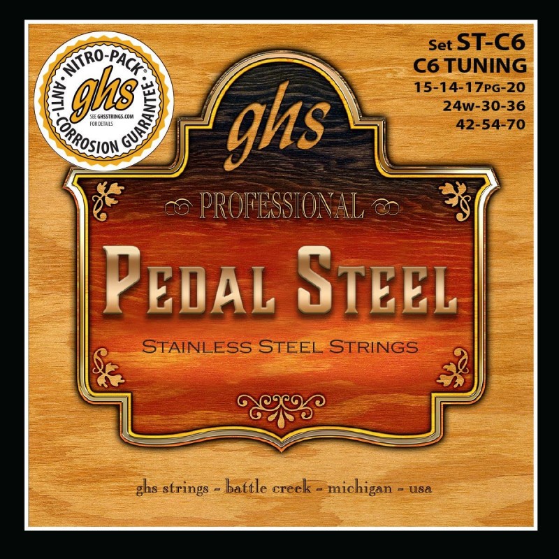 GHS Pedal Steel Super Steels - Pedal Steel Guitar String Set, 10-Strings, C6 Tuning, .015-.070 - 1 GHS Pedal Steel Super Steels - Pedal Steel Guitar String Set, 10-Strings, C6 Tuning, .015-.070 - 1