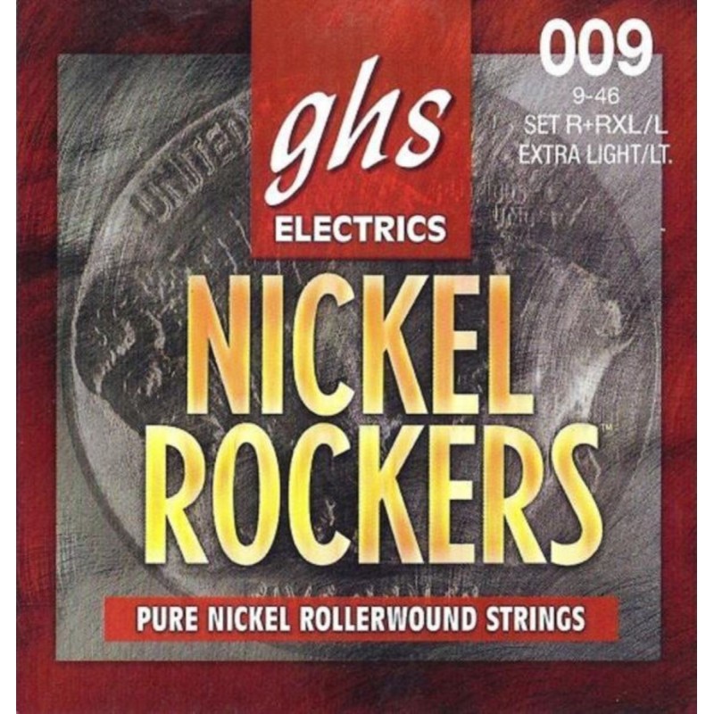 GHS Nickel Rockers - R+RXL/L - Electric Guitar String Set, Extra Light / Light, .009-.046 - 1 GHS Nickel Rockers - R+RXL/L - Electric Guitar String Set, Extra Light / Light, .009-.046 - 1