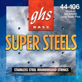 GHS Super Steels - M5000 - Bass String Set, 4-String, Medium, .044-.106 - 1