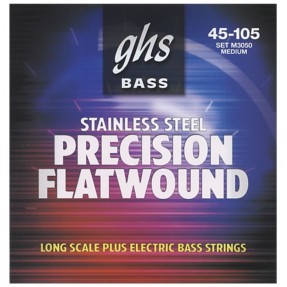 GHS Precision Flatwound - M3050 - Bass String Set, 4-String, Medium, .045-.105 - 1