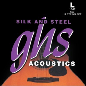 GHS Silk and Steel - 610 - Acoustic Guitar String Set, 12-String, Silver-plated Copper, Medium, .011-.048 - 1