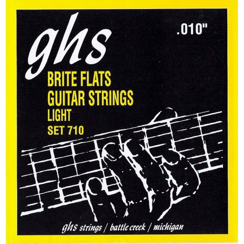 GHS Brite Flats - 710 - Electric Guitar String Set, Light, .010-.046 - 1 GHS Brite Flats - 710 - Electric Guitar String Set, Light, .010-.046 - 1