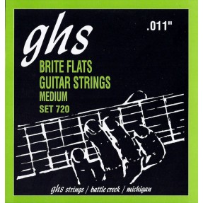 GHS Brite Flats - 720 - Electric Guitar String Set, Medium, .011-.050 - 1