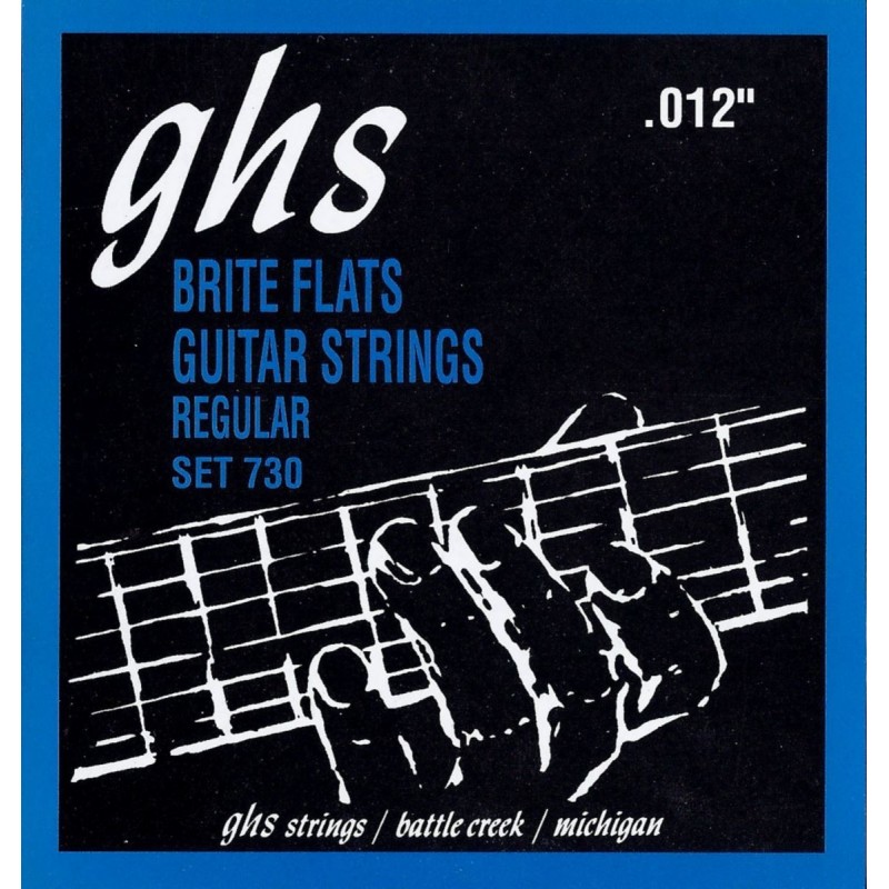 GHS Brite Flats - 730 - Electric Guitar String Set, Regular, .012-.054 - 1 GHS Brite Flats - 730 - Electric Guitar String Set, Regular, .012-.054 - 1