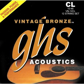 GHS Vintage Bronze - VN - 12CL  - Acoustic Guitar String Set, 12-String, Custom Light, .010-.046 - 1