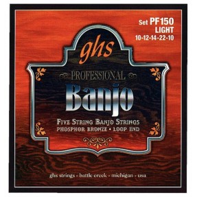 GHS Professional - PF150 - Banjo String Set, 5-String, Loop End, Phosphor Bronze, Light, .011-.022 - 1
