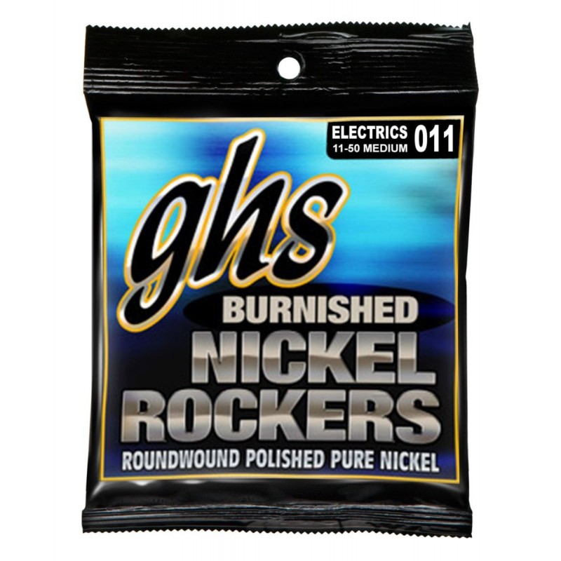 GHS Burnished Nickel Rockers - BNR-M - Electric Guitar String Set, Medium, .011-.050 - 1 GHS Burnished Nickel Rockers - BNR-M - Electric Guitar String Set, Medium, .011-.050 - 1