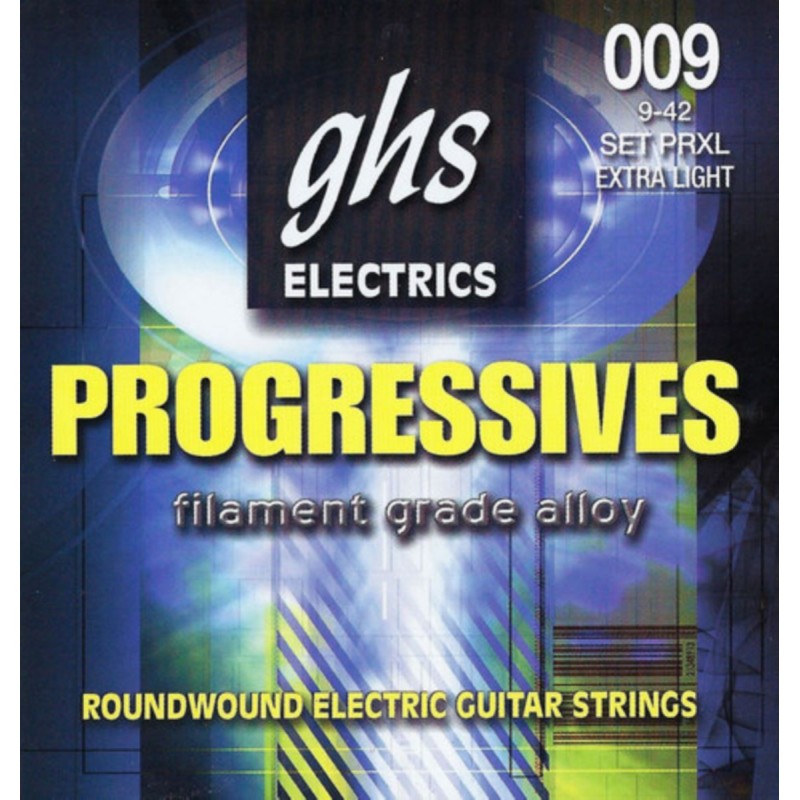 GHS Progressives - PRXL - Electric Guitar String Set, Extra Light, .009-.042 - 1 GHS Progressives - PRXL - Electric Guitar String Set, Extra Light, .009-.042 - 1