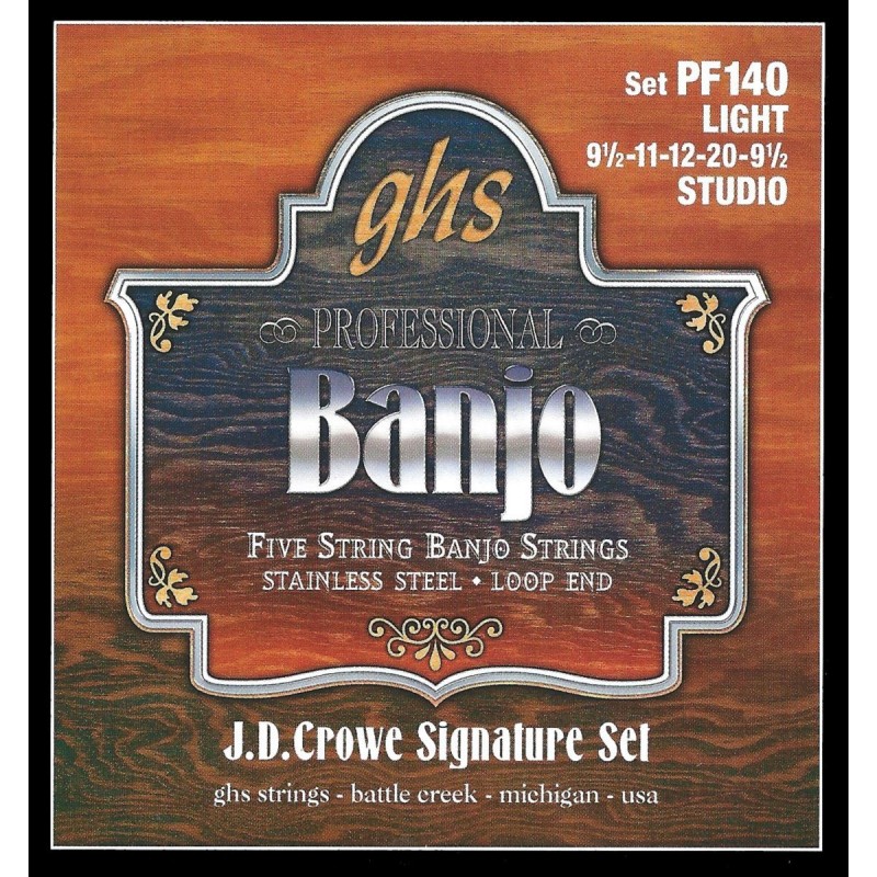 GHS J.D. Crowe Signature - PF140 - Banjo String Set, 5-String, Stainless Steel, Studio, .0095-.020 - 1