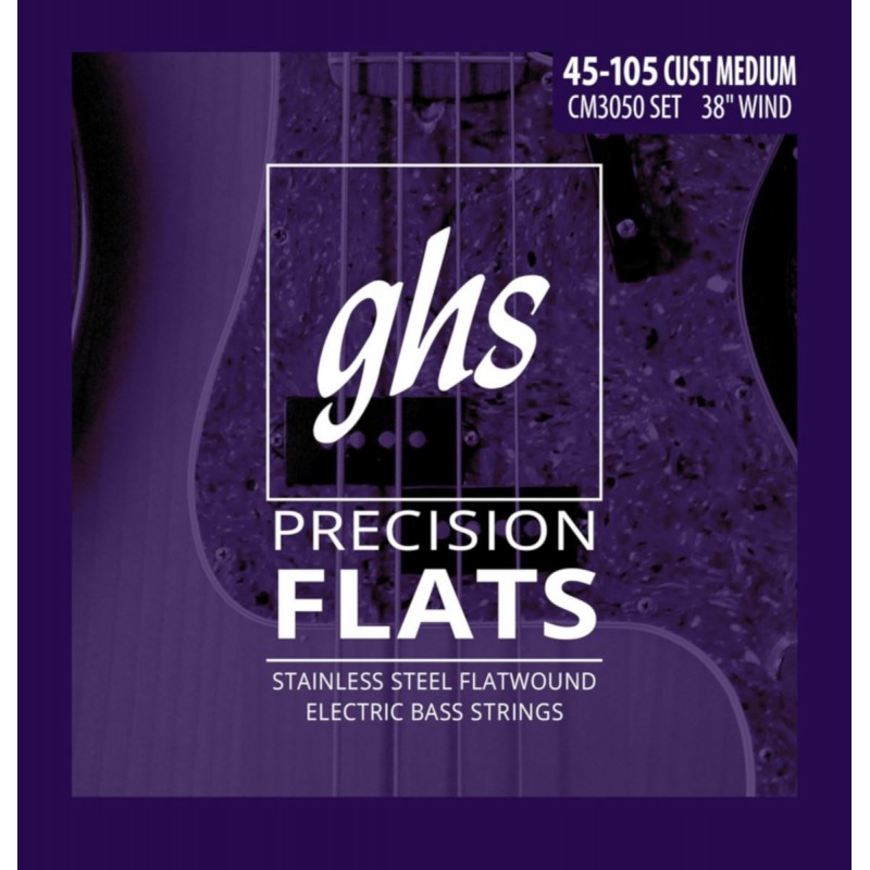GHS Precision Flatwound - CM3050 - Bass String Set, 4-String, Custom Medium, .045-.105 - 1 GHS Precision Flatwound - CM3050 - Bass String Set, 4-String, Custom Medium, .045-.105 - 1