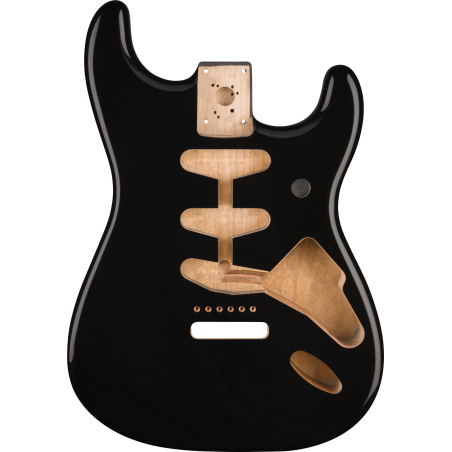 Fender Classic Series 60's Stratocaster SSS Alder Body Vintage Bridge Mount, Black - 1