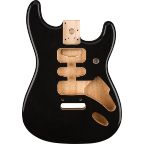 Fender Deluxe Series Stratocaster HSH Alder Body 2 Point Bridge Mount, Black - 1