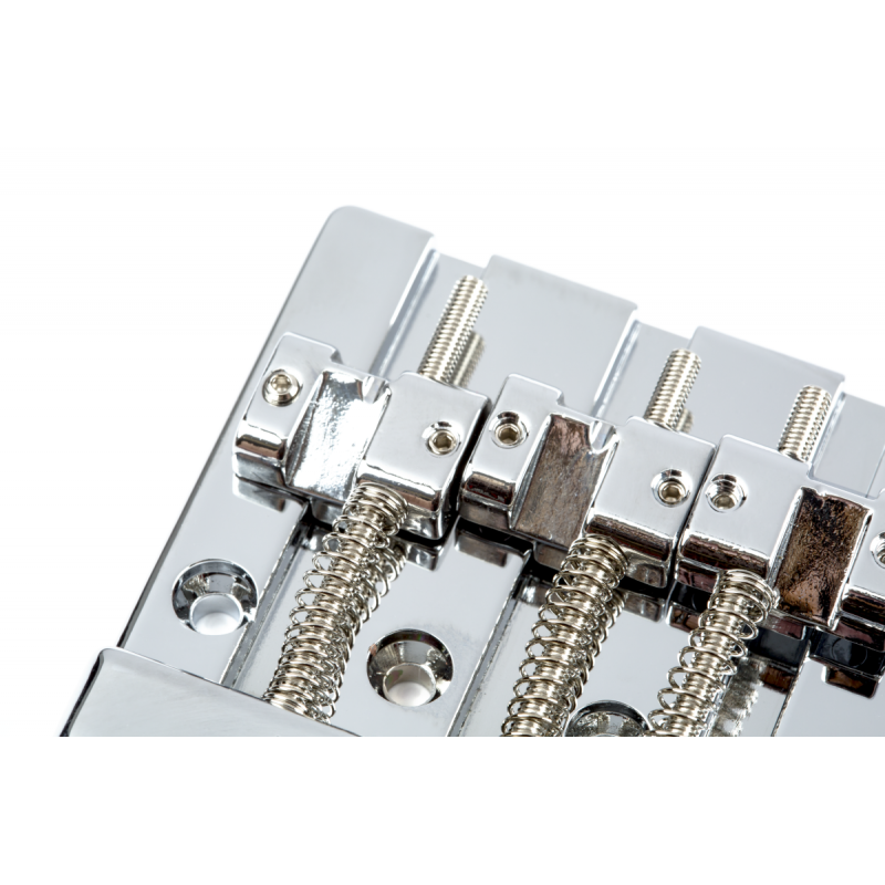 Fender Fender HiMass 4-String Bass Bridge Assembly With Brass Saddles, Chrome - 2 Fender Fender HiMass 4-String Bass Bridge Assembly With Brass Saddles, Chrome - 2