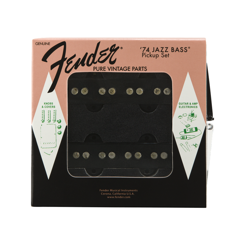 Fender Pure Vintage '74 Jazz Bass Pickup Set, Black (2) - 2