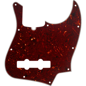 Fender Pickguard, Jazz Bass, 10-Hole Mount (with Truss Rod Notch), Tortoise Shell, 4-Ply - 1
