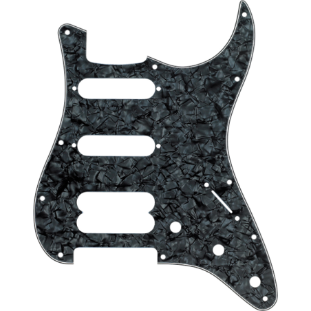 Fender Pickguard, Stratocaster H/S/S, 11-Hole Mount (No Holes Drilled For HB Pickup Mount), Black Pearl, 4-Ply - 1