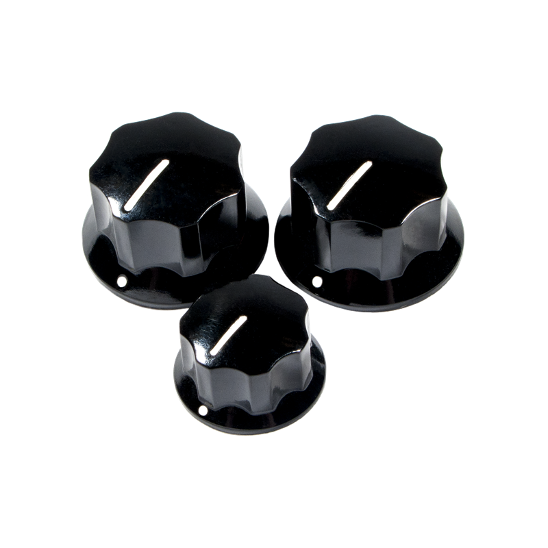 Fender Pure Vintage '60s Jazz Bass Knobs, (3), Black - 1 Fender Pure Vintage '60s Jazz Bass Knobs, (3), Black - 1