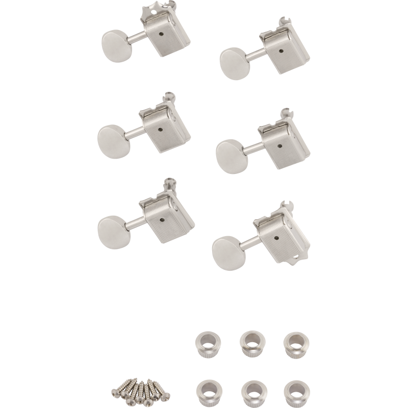 Fender American Vintage Stratocaster/Telecaster Tuning Machines, Left-Handed (Nickel) (6) - 1 Fender American Vintage Stratocaster/Telecaster Tuning Machines, Left-Handed (Nickel) (6) - 1