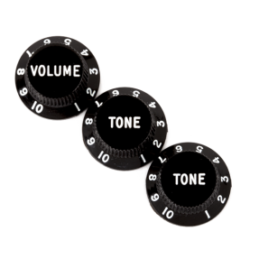 Fender Stratocaster Knobs, Black (Volume, Tone, Tone) (3) - 1