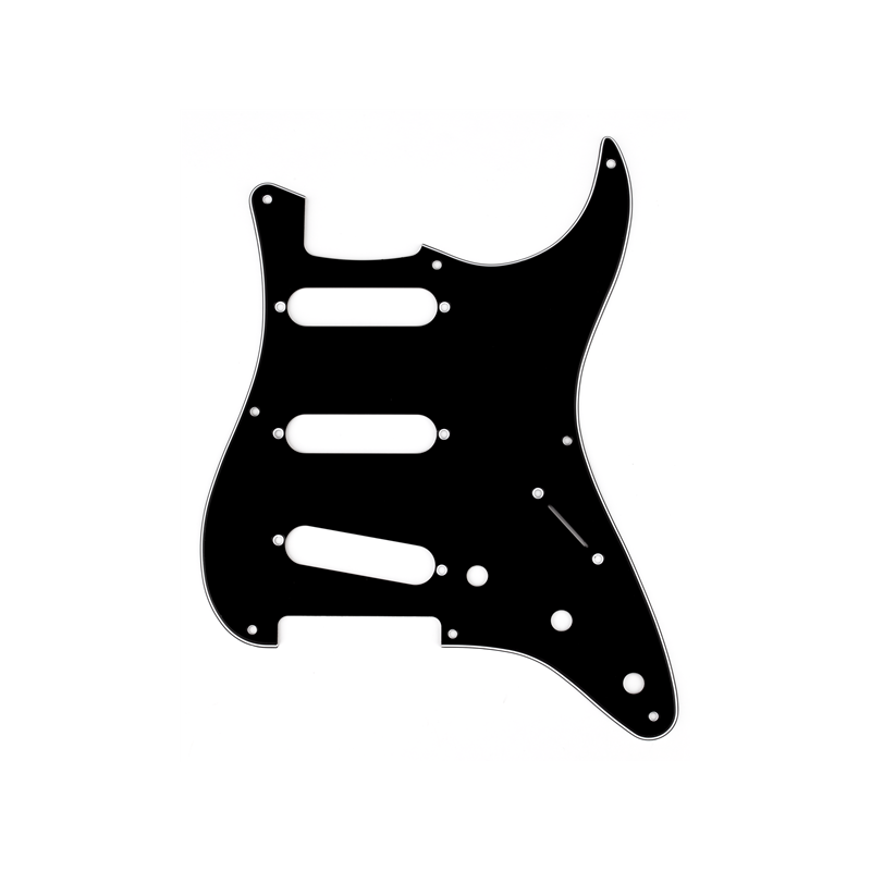 Fender Pickguard, Stratocaster S/S/S, 8-Hole Mount, Black, 3-Ply - 1