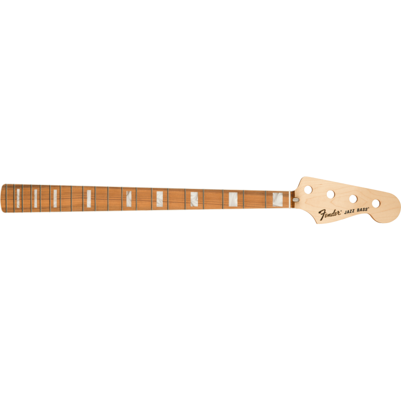 Fender Classic Series 70's Jazz Bass Neck, 20 Medium Jumbo Frets, Block Inlay, Pau Ferro - 1