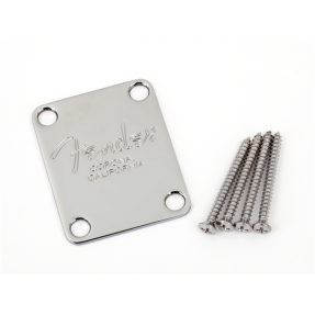 Fender 4-Bolt American Series Bass Neck Plate with "Fender Corona" Stamp (Chrome) - 1