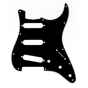 Fender Pickguard, Stratocaster S/S/S (with Truss Rod Notch), 11-Hole Vintage Mount, Black, 3-Ply - 1