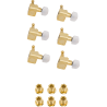 Fender Deluxe Cast/Sealed Guitar Tuning Machines with Pearl Buttons (Set of 6), Gold - 1 Fender Deluxe Cast/Sealed Guitar Tuning Machines with Pearl Buttons (Set of 6), Gold - 1
