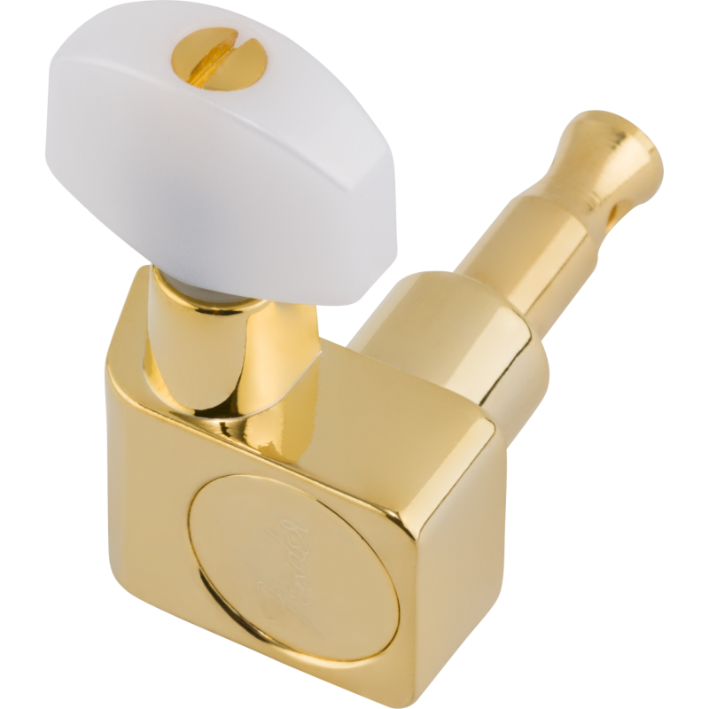 Fender Deluxe Cast/Sealed Guitar Tuning Machines with Pearl Buttons (Set of 6), Gold - 2 Fender Deluxe Cast/Sealed Guitar Tuning Machines with Pearl Buttons (Set of 6), Gold - 2