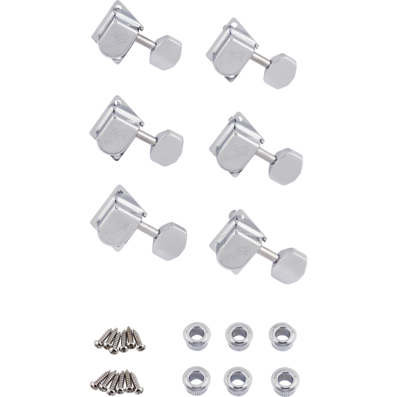 Fender 70s "F" Style Stratocaster/Telecaster Tuning Machines Chrome (6) - 1 Fender 70s "F" Style Stratocaster/Telecaster Tuning Machines Chrome (6) - 1