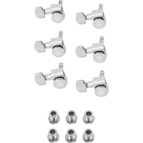 Fender Locking Strat/Tele Staggered Tuning Machines, Left-Handed Polished Chrome (6) - 1