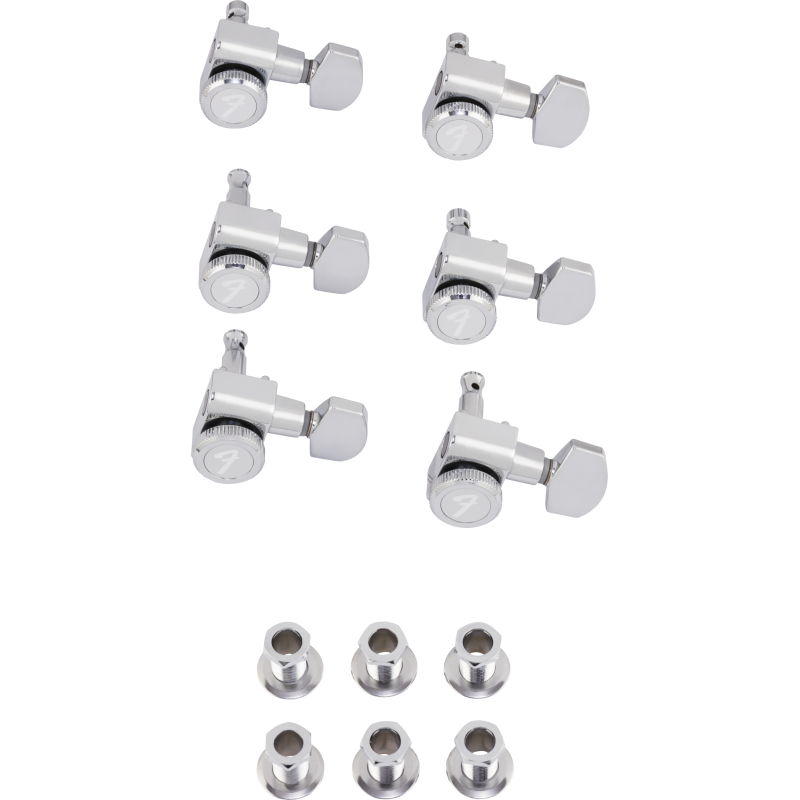 Fender Locking Stratocaster/Telecaster Staggered Tuning Machines (Polished Chrome) (6) - 1 Fender Locking Stratocaster/Telecaster Staggered Tuning Machines (Polished Chrome) (6) - 1