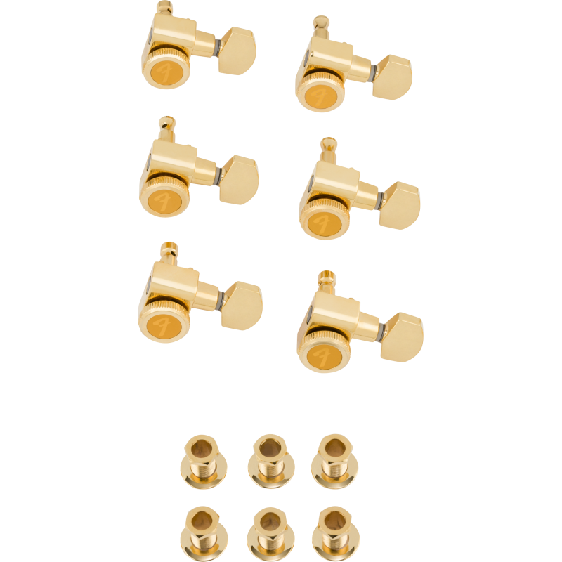 Fender Locking Stratocaster/Telecaster Staggered Tuning Machines (Gold) (6) - 1 Fender Locking Stratocaster/Telecaster Staggered Tuning Machines (Gold) (6) - 1
