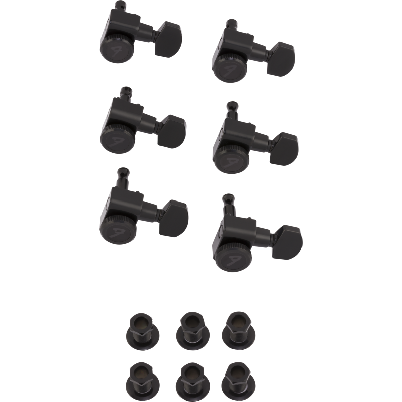 Fender Locking Stratocaster/Telecaster Staggered Tuning Machines (Black) (6) - 1 Fender Locking Stratocaster/Telecaster Staggered Tuning Machines (Black) (6) - 1